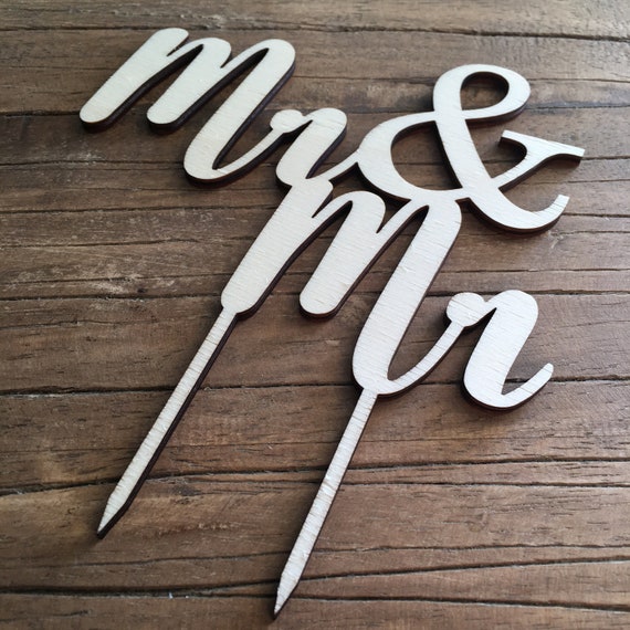 1 x Mr & Mr cake decoration wedding topper cake wooden cake decoration attachment JGA GAY