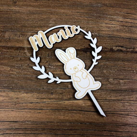 Topper forest animals name birthday rabbit desired name plug wood cake cake children's birthday cake topper party individual animals cake