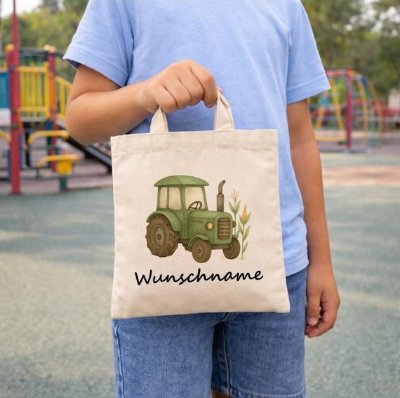 Tractor Kindergarten Bag Personalized Change of Clothes Gym Bag Jute Bag Spot Bag Tote Bag Fabric Bag Fabric Bag Motif Printed 1