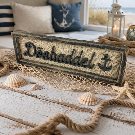 Maritime wall art | Wooden sign with anchor | North German decor | Coastal decor | Gift for the North Sea and Baltic Sea | Shabby chic holiday sign