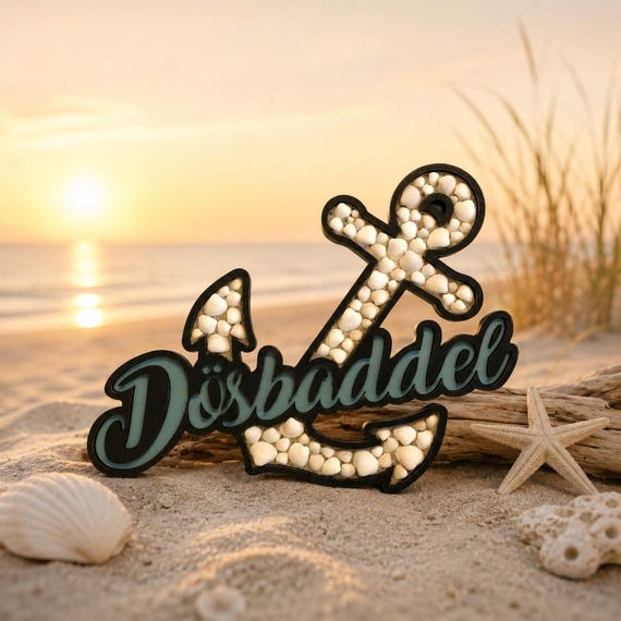 Dösbaddel decorative sign, maritime, shells, Baltic Sea, wood, home, living, decoration, sea, North Sea, harbor, picture, shabby chic