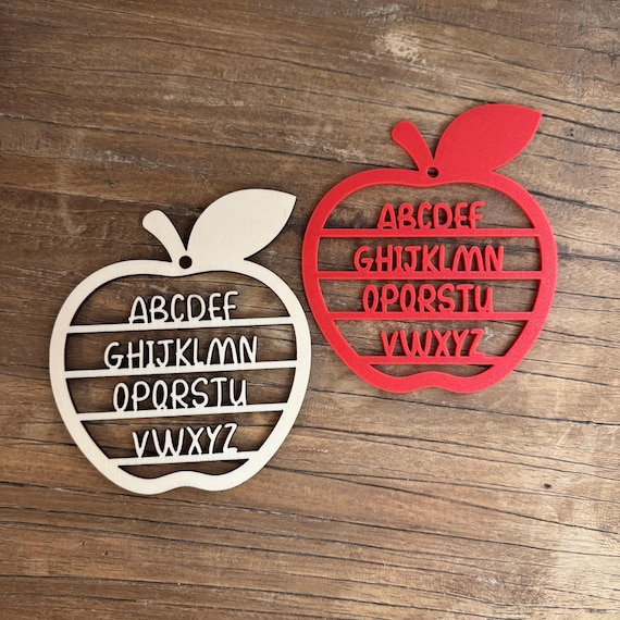 Apple ABC | Alphabet pendant made of wood or PLA | Learning aid for school enrollment, school child gift, school gift
