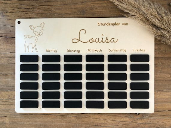 Timetable wood personalized schoolchild enrollment chalk motif girl boy gift gift idea school start of school school cone