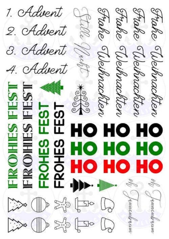 Candle sticker XMAS candle sticker foil Ho Ho Ho waterslide film Merry Christmas candle tattoo gift Advent Silent Night