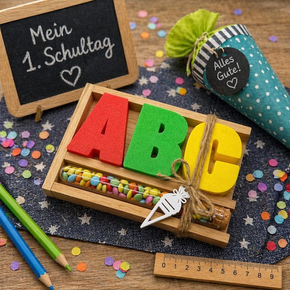 Back to School Gift ABC | 3D PLA Letters with Chocolate Drop Tubes | School Starter Gift for Schoolchildren