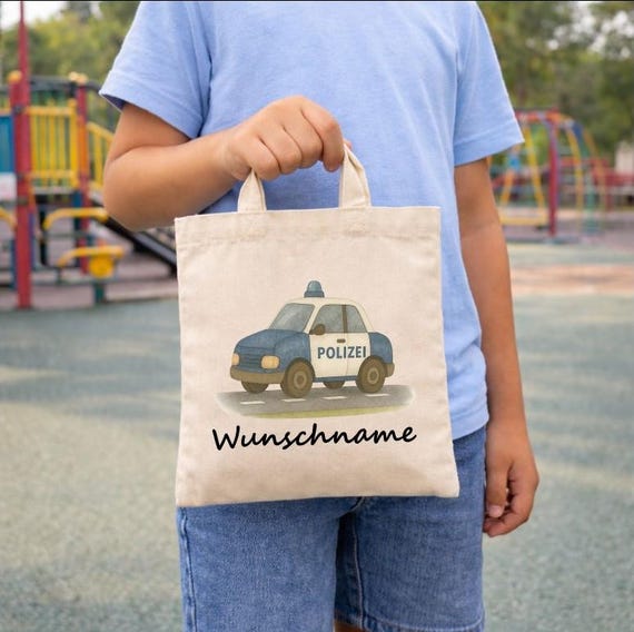 Police Kindergarten Personalized Bag Change of Clothes Gym Bag Jute Bag Spot Bag Tote Bag Fabric Bag Fabric Bag Printed Motif
