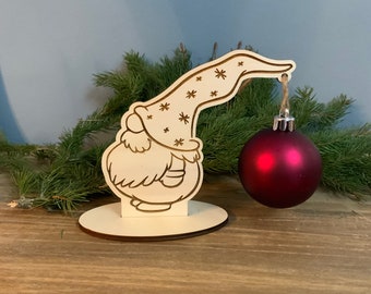 Kugelhalterung Wichtel Weihnachtsbaum Holz Baum Gnom Halter Ständer XMAS Christmas Kugelständer Santa Claus Geschenk Weihnachtskugel