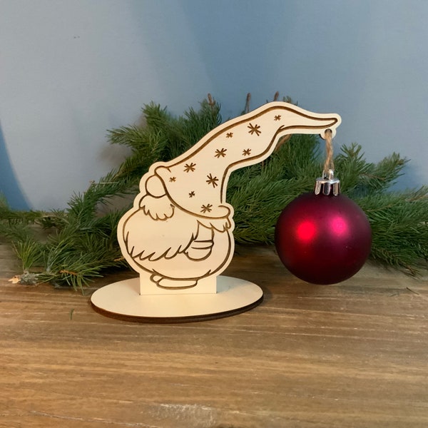 Kugelhalterung Wichtel Weihnachtsbaum Holz Baum Gnom Halter Ständer XMAS Christmas Kugelständer Santa Claus Geschenk Weihnachtskugel