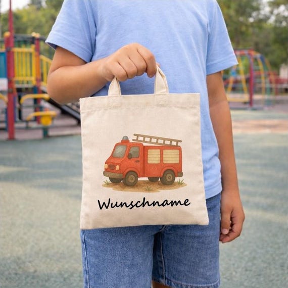 Fire brigade kindergarten, personalized bag, change of clothes, gym bag, jute bag, sports bag, tote bag, fabric bag, printed design