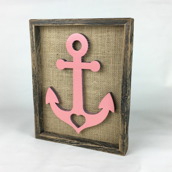 Anchor Picture with Heart Decoration Maritime Wood Wall Decoration Coast Baltic Sea Mural Gift Wall Decoration Home