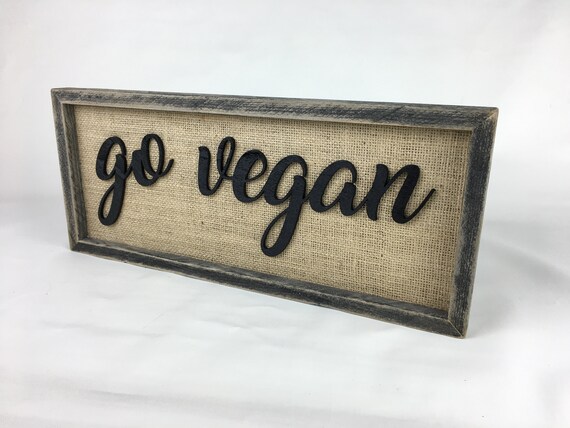 go Vegan Deco Picture Wall Decoration Wood Picture shabby Home Kitchen Dining Room Mural Deco