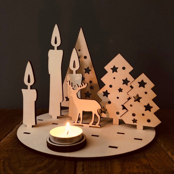 Advent wreath holiday wreath reindeer topper candle holder tealight gift stand XMAS winter Christmas tree