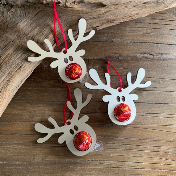 Reindeer wooden pendant praline chocolate chocolate ball gift idea Christmas xmas Christmas place card wooden pendant souvenir
