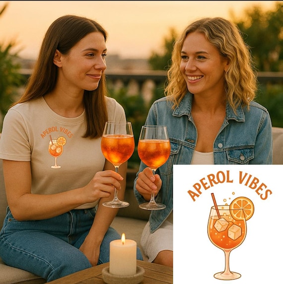 Aperol Vibes Iron-On Mom T-Shirt Print Camping Iron-On Summer Beach Retro Image Digital Print