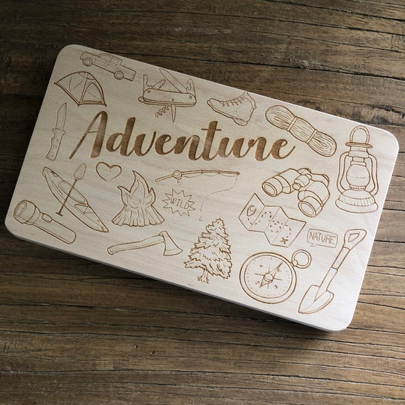 1 x Cutting Board Adventure Camping Adventure Engraved Board Breakfast Board
