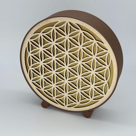 Flower of Life Lamp Decoration Night Light Gold Wood USB Decorative Light Yoga Om Esoteric Buddha