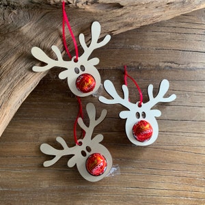 Reindeer gift Christmas xmas Christmas gift idea pendant chocolate funny wooden Christmas ball