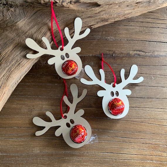 Reindeer gift Christmas xmas Christmas gift idea pendant chocolate funny wooden Christmas ball
