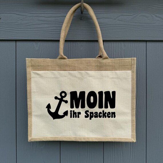 Bag Jute Shopper Tote Bag Moin ihr Spacken Beach Bag Cotton Market Bag Gift Personalized Jute Bag Shopping Bag