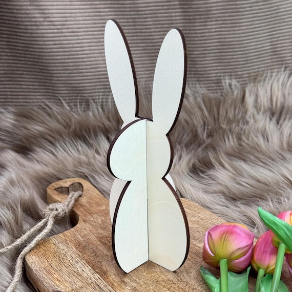 Easter bunny made of plywood stand decoration wood Easter gift table decoration natural bunny
