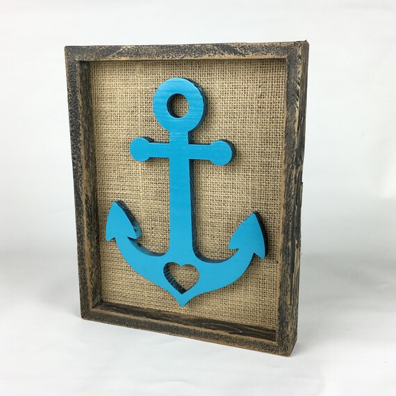 maritime picture anchor with heart decorative picture wall decoration coast decoration mural wood wall decoration