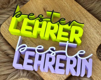 Het beste cadeau voor de leraar, bedankje voor de beste leraar, afscheid van school, afscheidscadeau, souvenir met 3D-letters