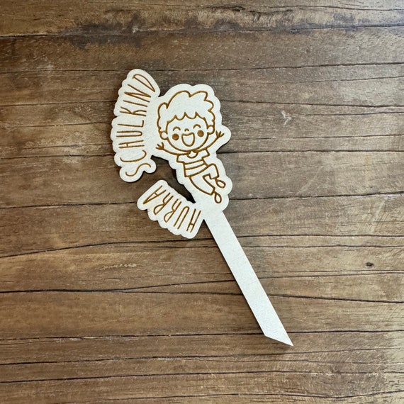 Hurra Schoolchild Topper Wood School Enrollment 2025 Cake Cake Back to School Child Cake Topper Boy