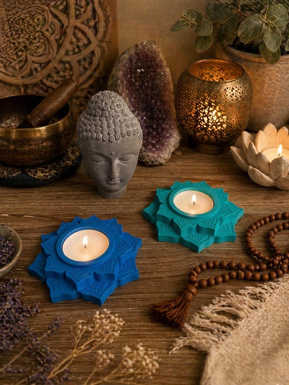 Lotus, lotus blossom, desired color, colored flower, bloom, tealight holder, raysin, spiritual, yoga, gift idea