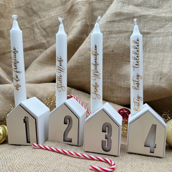 Houses Candles Advent Advent wreath 1 2 3 4 wooden panel set Chistmas XMAS Christmas candle holder candlestick decoration without candles