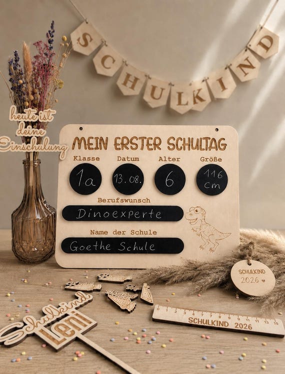 School memories 2025, first day of school, decoration, chalkboard, schoolchild gift, first day of school photo, wood, chalk, memorial board