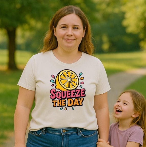 Squeeze the Day Mom Life Iron-On T-Shirt Print Print Iron-On Image Digital Print Bag Lemon