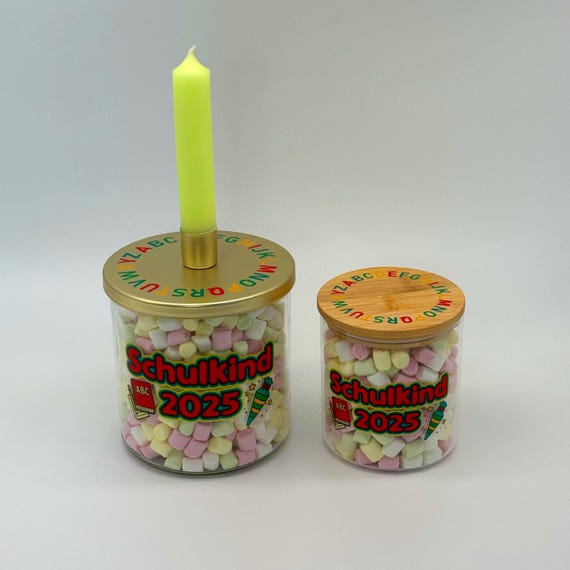 Schoolchild gift glass storage jar school enrollment storage jar lid for candle gift idea schoolchild candy jar rub on school