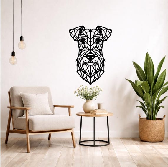 Airedale Wall Decor Wood Geometric Silhouette | Modern Animal Wall Decoration Wall Art Modern Black or Colored Dog Terrier