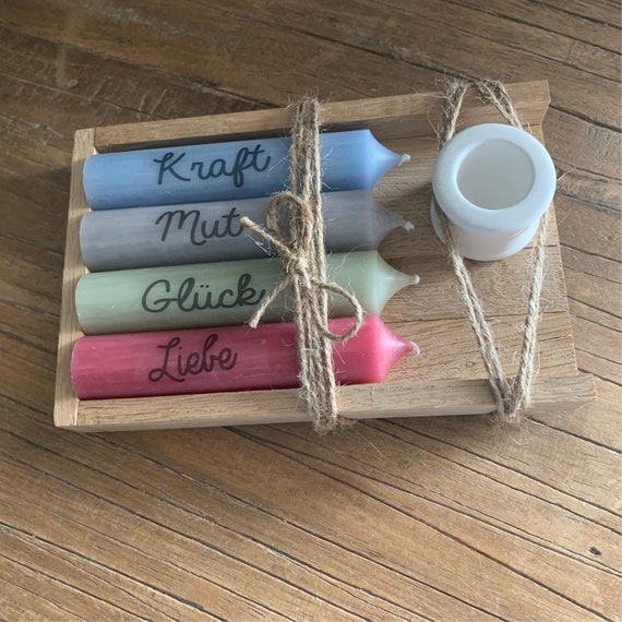 Take what you need Candles Gift Set raysin Heart Candle Holder Oak Wood Packaging Peace with Strength Happiness
