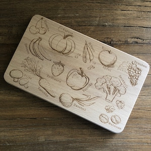1 x Cutting Board Children Vegetables Fruit Learning Engraving Board Breakfast Board