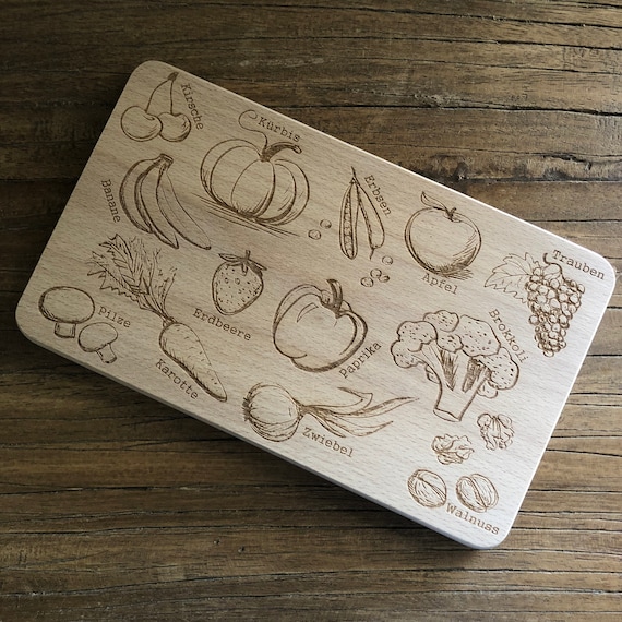 1 x Cutting Board Children Vegetables Fruit Learning Engraving Board Breakfast Board