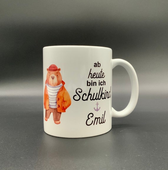 Mug for school enrollment personalized bear sea dogs maritime school child gift idea gift girl school start