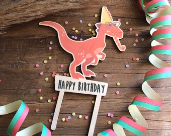 Cake Topper Dino Wood Colored Caketopper Kids Birthday Party Cake Topper Kids Cake Birthday Happy Birthday Dinosaur