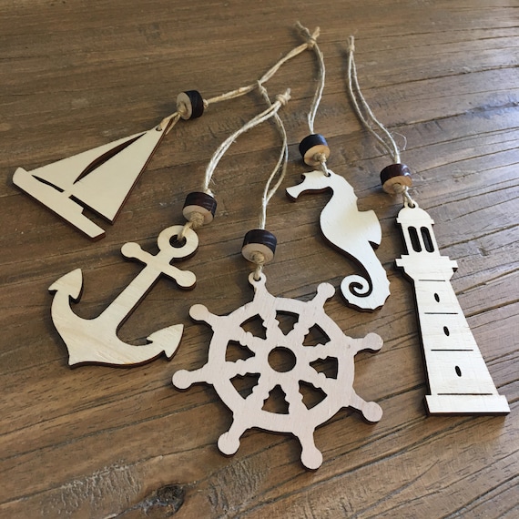 10 x seahorse wooden pendant lighthouse maritime anchor boats Baltic Sea decorative steering wheel sea North Sea