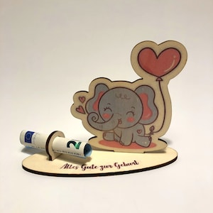 Geschenk Geburt Baby Geldaufsteller Babyparty Gutschein Holz Aufsteller Pullerparty Babygeschenk Geldgeschenk