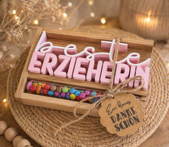 Best teacher gift, thank you gift, kindergarten farewell gift, daycare gift, nursery gift, 3D lettering, Smarties souvenir