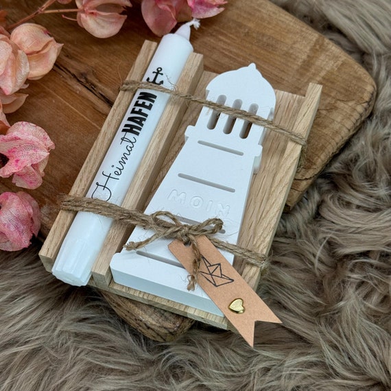 Lighthouse gift gift set candle sea anchor oak wood Raysin thank you souvenir Baltic Sea holiday decoration sea love maritime moin