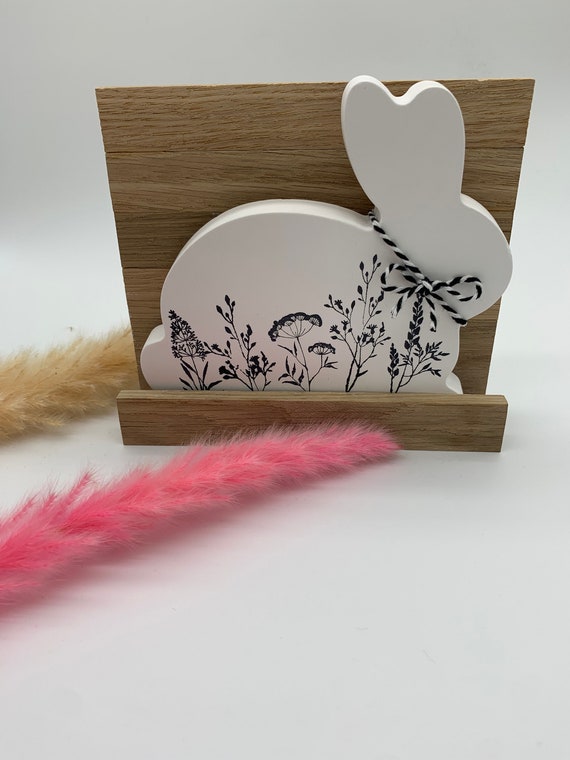 Raysin bunny with floral pattern in wooden box gift set Easter Easter bunny decoration spring