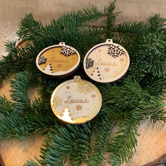 Christmas XMAS Pendant Personalized Reindeer Christmas Christmas Tree Jewelry Gold Wood