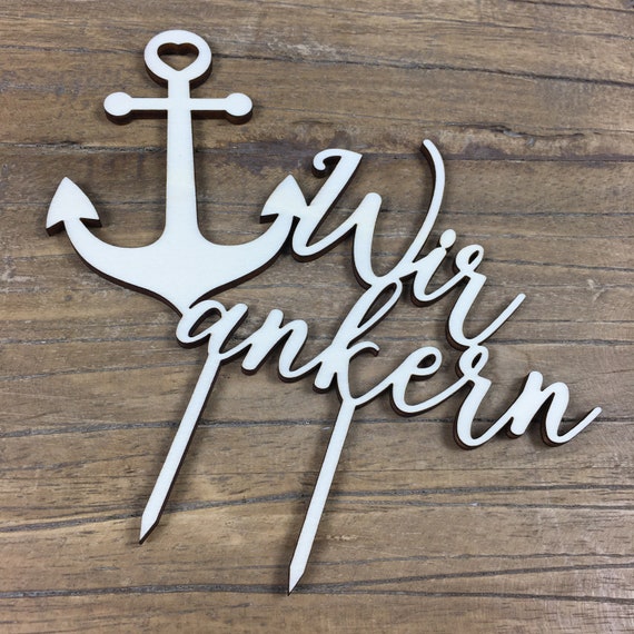 1 x we anchor cake decoration wedding cake topper cake wood decoration attachment anchor wedding celebration cake maritime