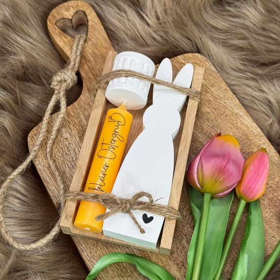 Gift set candles Easter bunny Raysin Easter oak wood bunny Easter festival Easter gift souvenir candle gift candle holder