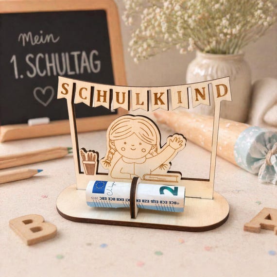 Schoolchild 2025 Gift Wooden Money Display School Enrollment First Grade Girl Start of School