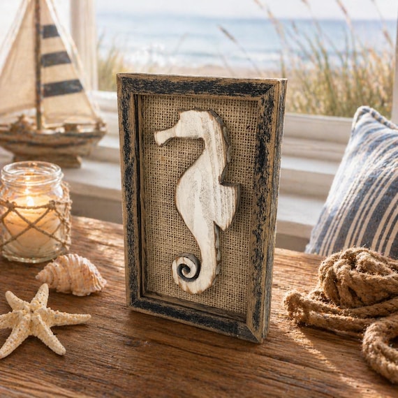 Seahorse picture, white wall art, decoration, gift, home decor, wood, unique, seahorse, sea, coast, Baltic Sea, vacation, beach