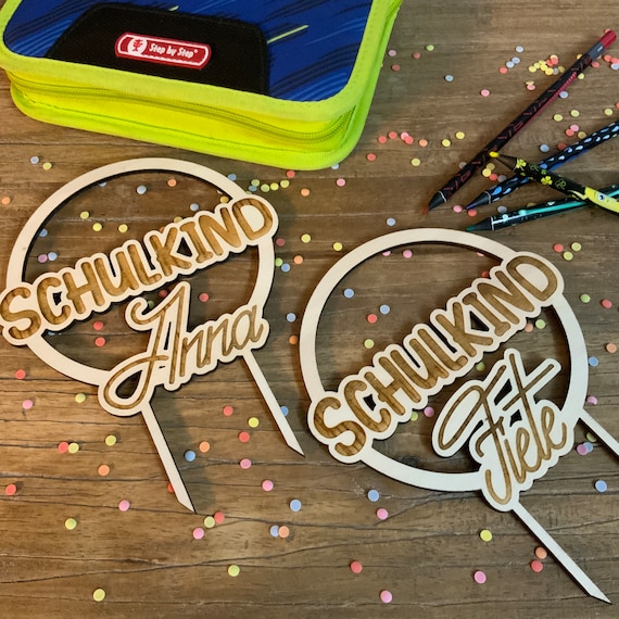 Schoolchild enrollment 2024 personalized school start topper cake topper school wood name