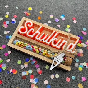 School enrollment gift for schoolchildren | 3D PLA lettering with tubes of chocolate chips | Decorative souvenir for the school enrollment ceremony